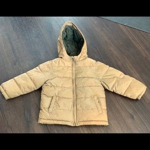 Puffer jacket hood Gymboree khaki boys xs 3 4